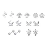999 Sterling Silver Stud Earring-Seven-Piece Set B