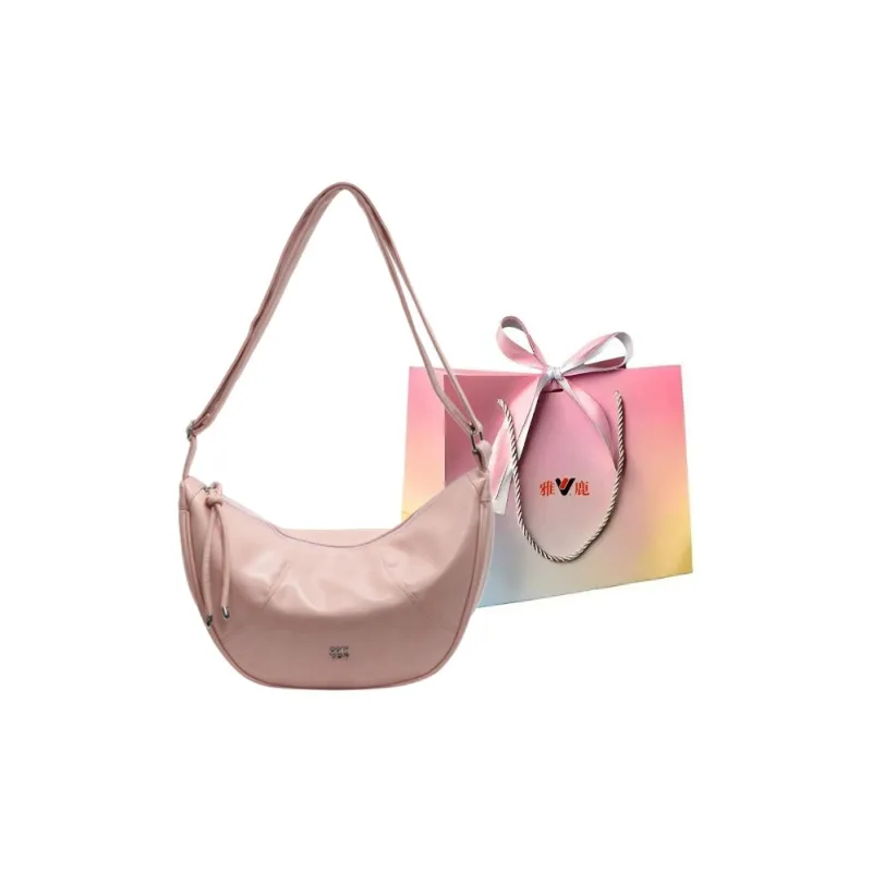 Yalu PU Crescent Bag Shoulder Bag Women's Black/Ecru/Pink/Silver/Green-12