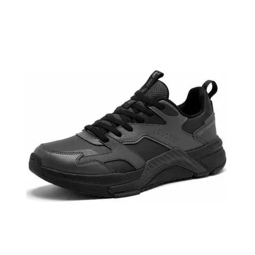 QIAODAN Anti Slip Wear Resistant Low Top Casual Training Running Shoes Men's Black Gray
