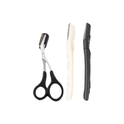 JIAOXUEFEI Close-Up Eyebrow Razor Set 3 Pcs Safety Eyebrow Trimmer Razor Comb And Scissors For Beginners