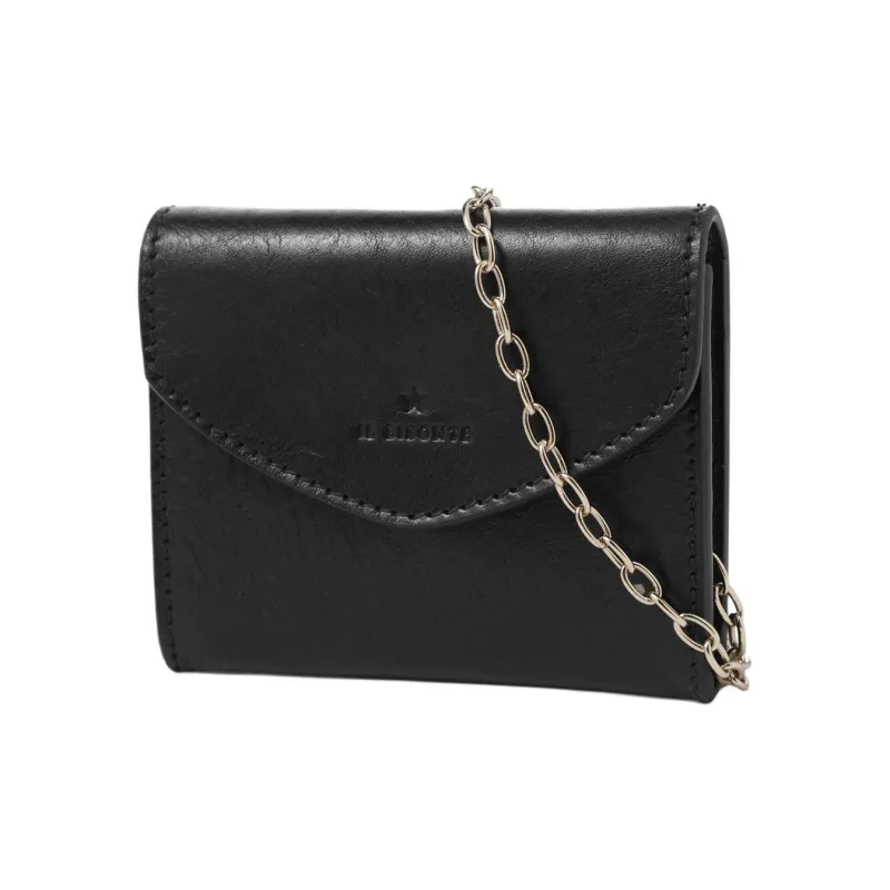 Il Bisonte Leather Card Holder Women's Black-1