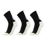 Crew Socks with Rubber Grip, Black, 3 Pack