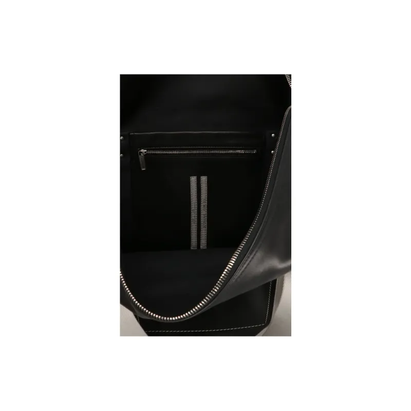 RICK OWENS/RO Leather With Fabric Backpack Men's Black-3