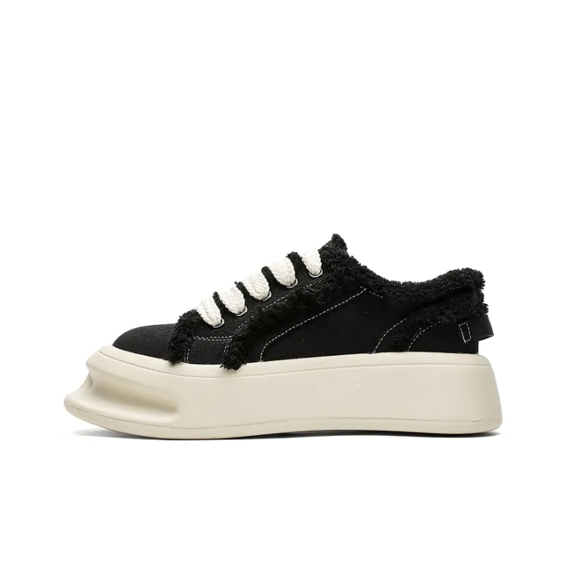 OUBT Design Driven Heeled Shoes Slip Resistant, Abrasion Resistant, Breathable Low Top Skateboard Shoes Unisex Black-0