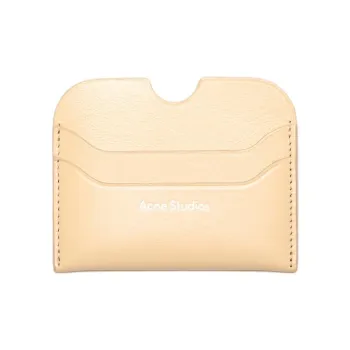 Acne Studios Calfskin Genuine Leather Card Pocket Card Holder Women's Vanilla Yellow