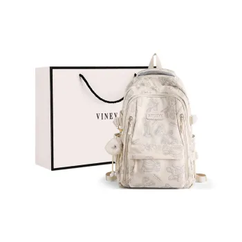 VINEY Fabric Backpack Large Size Women's Ecru/off White Small Size