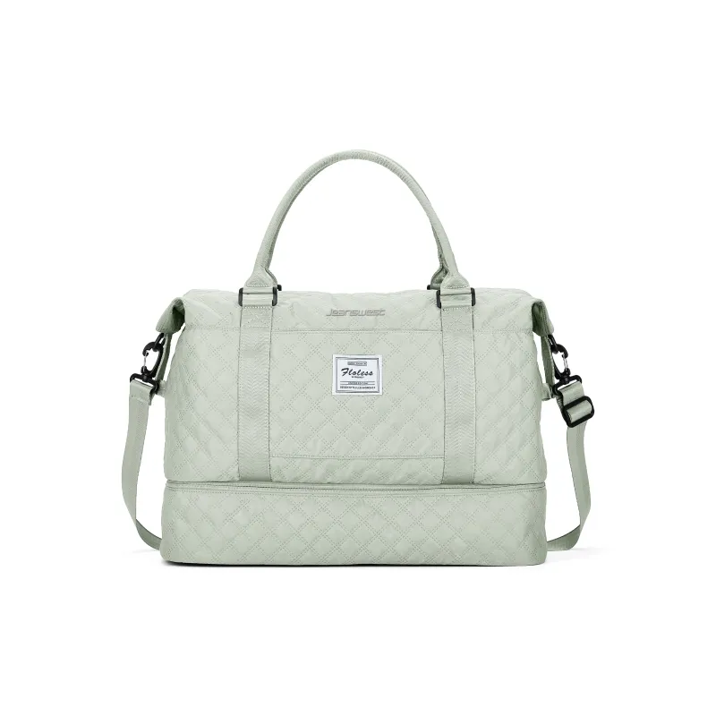 JEANSWEST Fabric Handbag Crossbody Bag Travel Bag Unisex Green/Ecru/Marine Blue-1