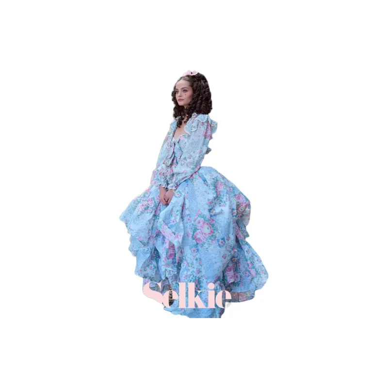 Selkie Collection SS24 Casual Long Skirts Women's White Base All Season Petal Patchwork Print-2