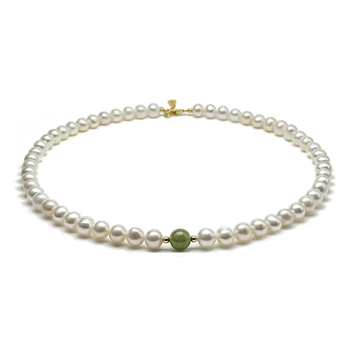 Oriental Jade Pearl Necklaces Women's-0