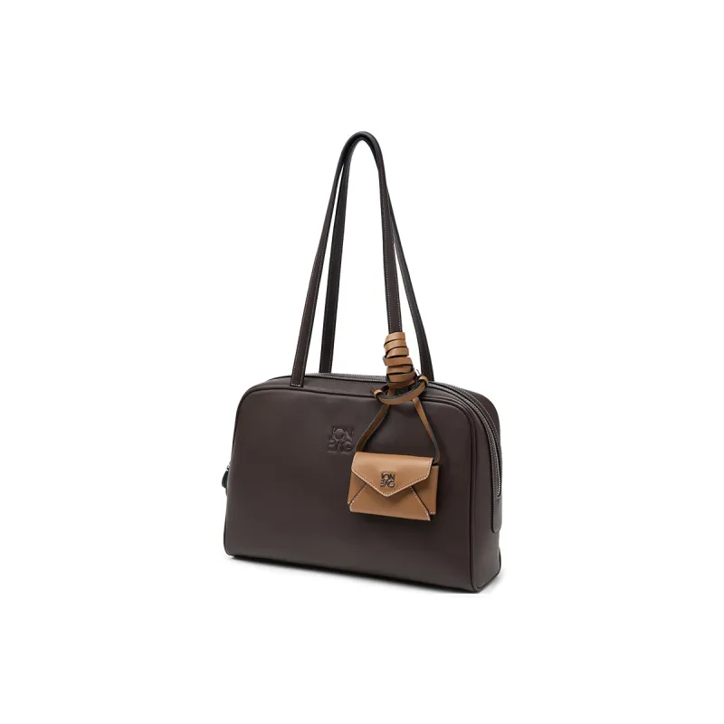 JONBAG Synthetic Leather Spring Charm Preppy Style Commute Shoulder Bag Large Size Women's Cream White/coffee Brown-8