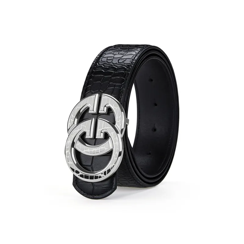 GUSKI Top Grain Cow Leather Smooth Buckle Belt Men's Width  3.8cm Gift Box Sets-11