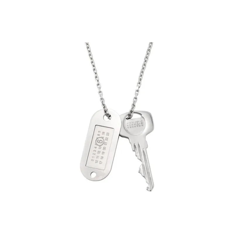 MM6 Maison Margiela Key Charm Logo Plaque Necklace-0