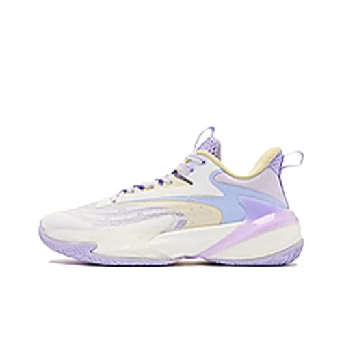 QIAODAN Slip Resistant Low Top Basketball Shoes Women's Purple White Yellow