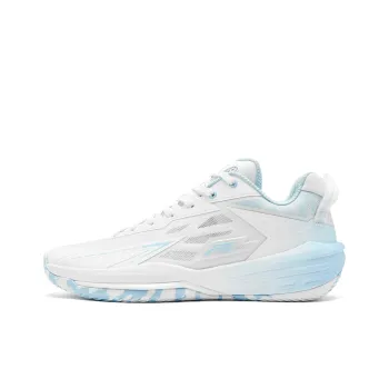 QIAODAN FETEAM Cushioned Slip Resistant Abrasion Resistant Low Top Basketball Shoes Men's Jordan White Glacier Blue