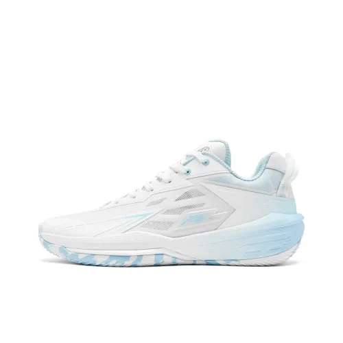 QIAODAN FETEAM Cushioned Slip Resistant Abrasion Resistant Low Top Basketball Shoes Men's Jordan White Glacier Blue