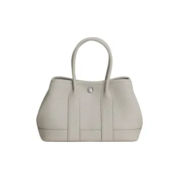 HERMES NEO GARDEN 23 Canvas Handbag Women's 8L Beton Glacier White/Concrete Gray