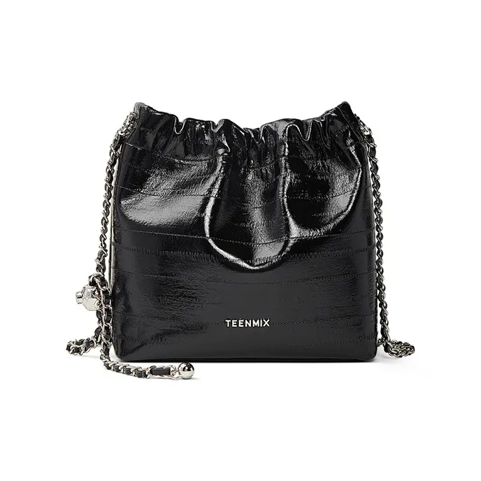 Teenmix Cow Leather With Synthetic Leather Shoulder Bag, Crossbody Bag Women's Black/Silver/Ecru-0