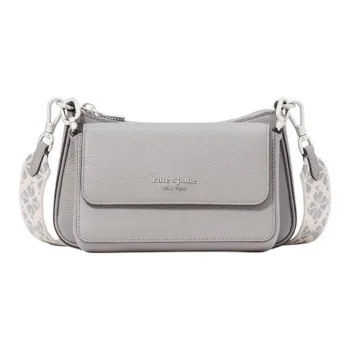 Kate Spade Cow Leather Shoulder Bag, Crossbody Bag Medium Size Women's Rain Cloud Gray