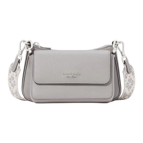 Kate Spade Cow Leather Shoulder Bag, Crossbody Bag Medium Size Women's Rain Cloud Gray