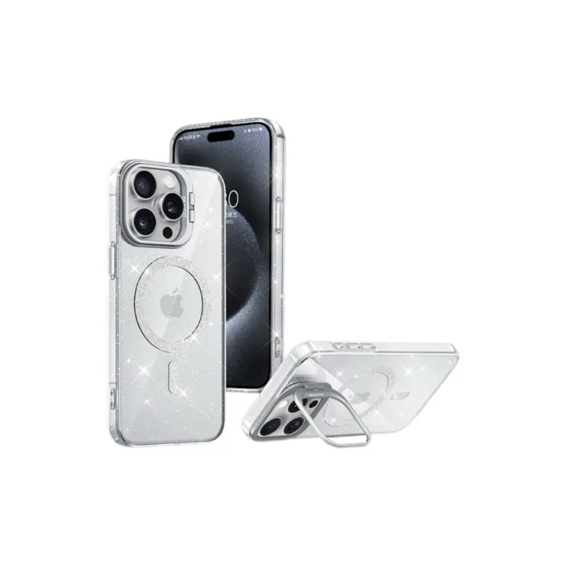 Koman PC Material Luxury Flash Shield Stand Magnetic Phone Cases Compatible With Apple IPhone 12/13/14/15/16/Pro/Mac-2