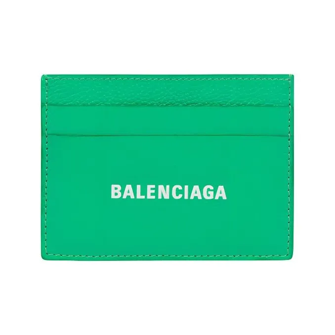 Balenciaga Cash Cow Leather Card Clip Card Holder Unisex Bright Green-0