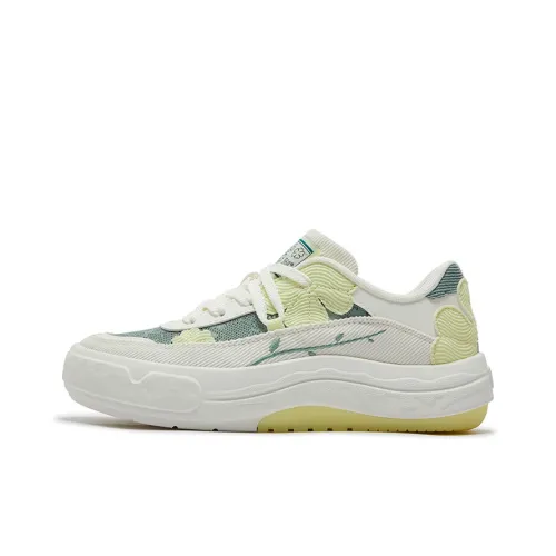 361° Garden Anti Slip And Wear Resistant Breathable Low Top Skateboard Shoes Women's White Yellow
