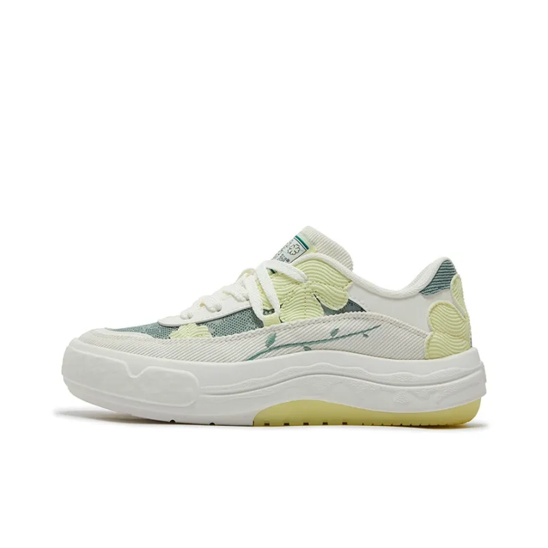 361° Garden Anti Slip And Wear Resistant Breathable Low Top Skateboard Shoes Women's White Yellow-0