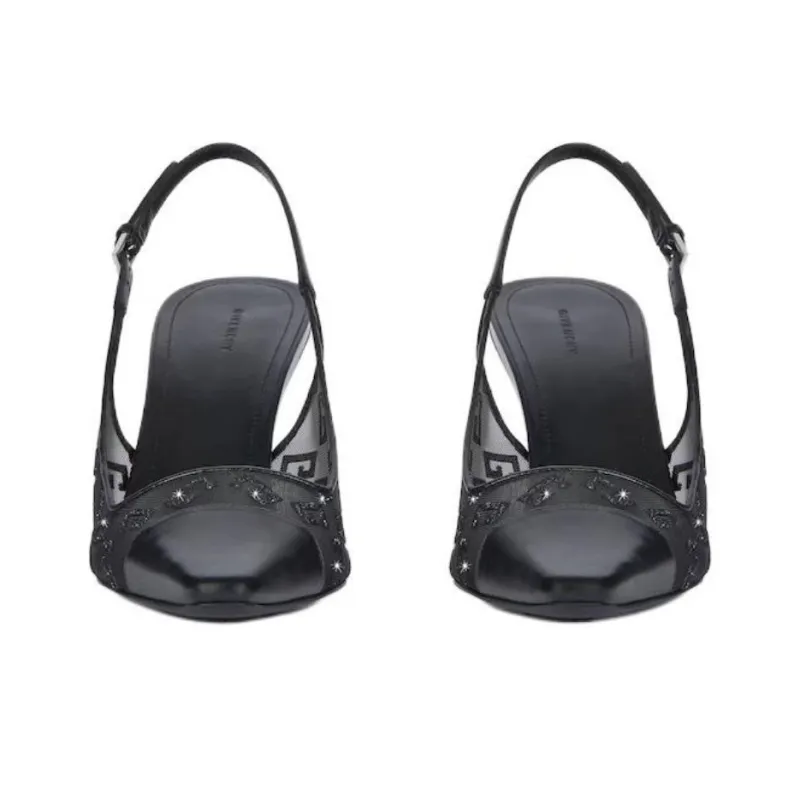 Givenchy G Cube Block Heel High Heels 8.38cm Women's Black-4