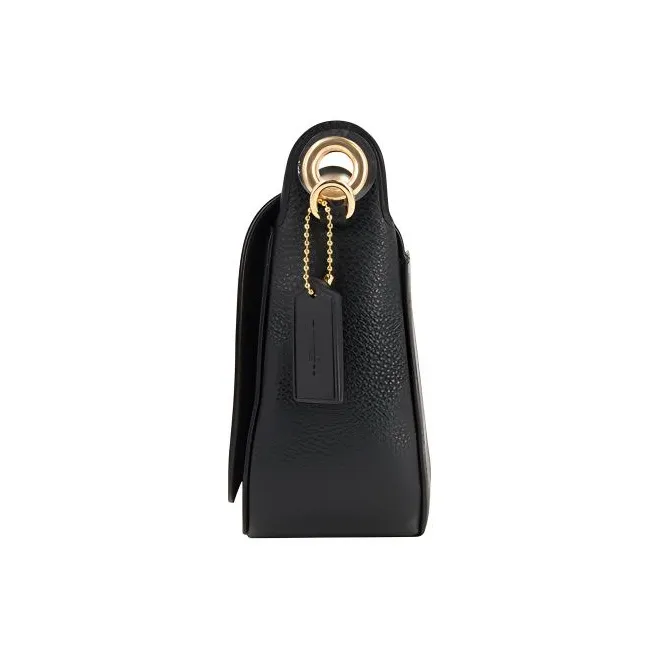 COACH Jes Leather Shoulder Bag Large Size Women's Black-3