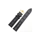 Black with White Stitching-Gold Pin Buckle