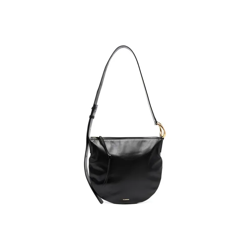 JIL SANDER Calfskin Hobo Bag, Portable Crossbody Bag, Shoulder Bag Trumpets Women's Black-1