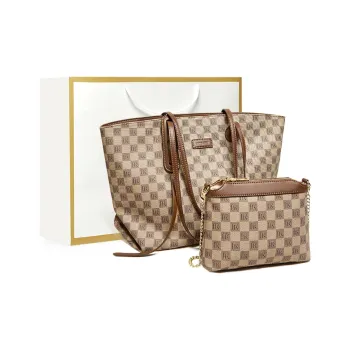Narandu PVC Synthetic Leather Tote Bag, Handbag, Shoulder Bag, Shopping Bag Large Size Women's Khaki