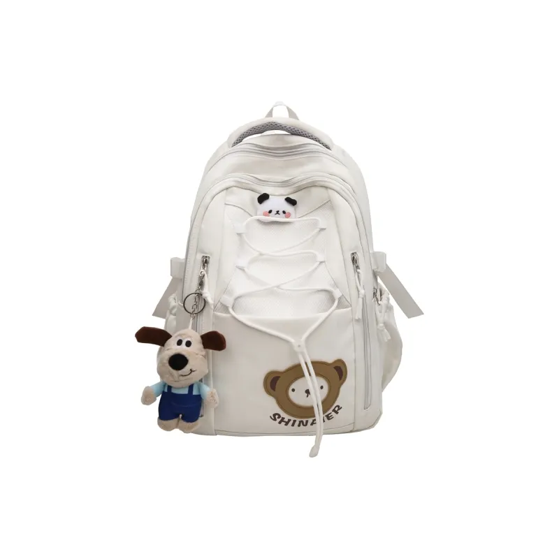 GOBLIN SHARKS 1759 Nylon Backpack Regular Unisex Khaki/White/Pink/Blue-7