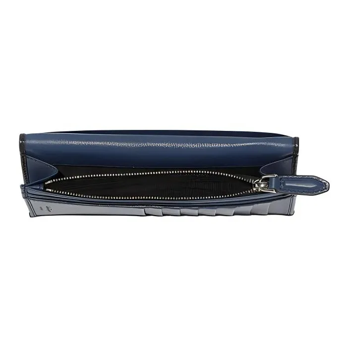 FERRAGAMO GANCINI Embossed Calfskin Wallet Men's Black & Lining Blue-2