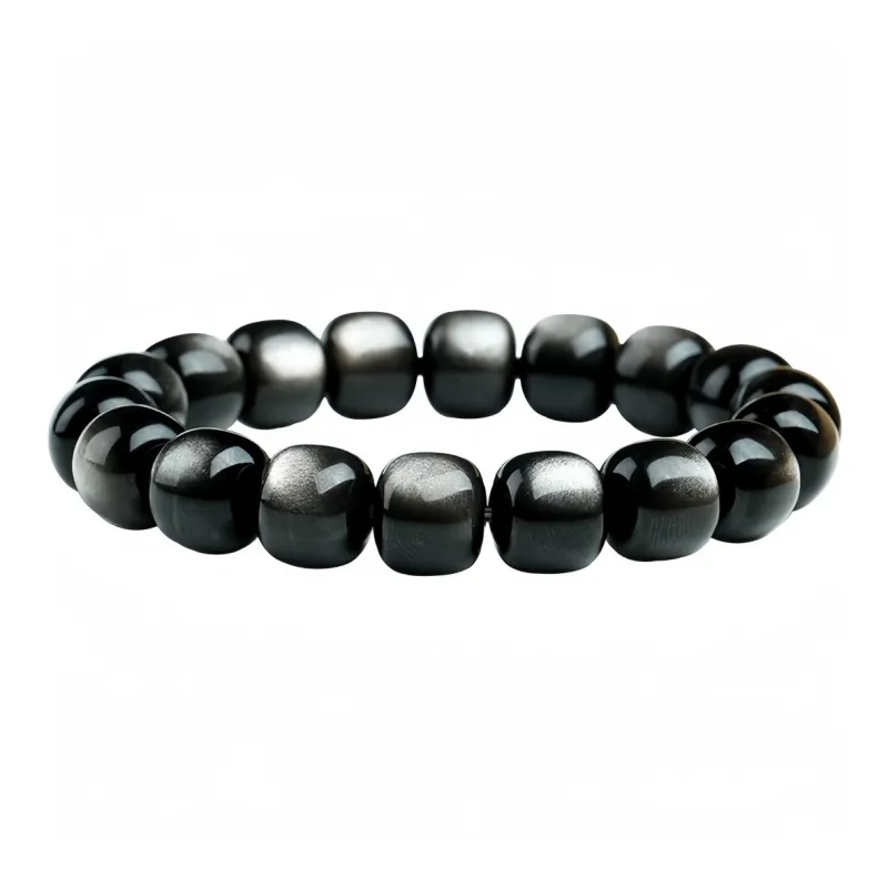 Stone On The Line Obsidian Bracelets Unisex-2