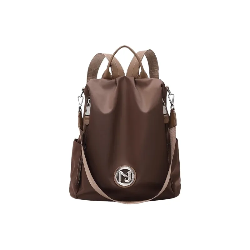 PESASRIE Nylon Backpack Regular Women's Black/Coffee-2