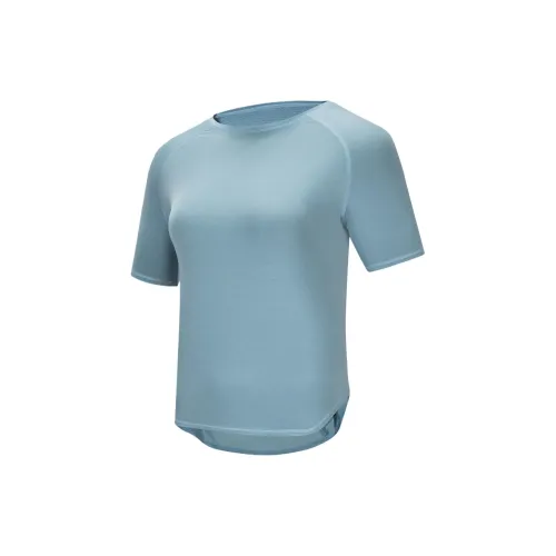 DECATHLON Raglan Sleeve T Shirt Women's Washed Denim Blue