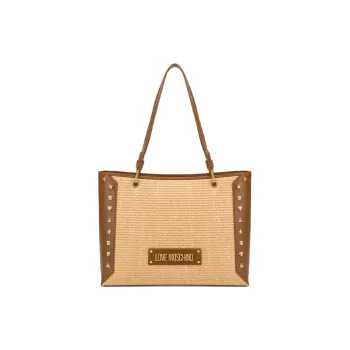 LOVE MOSCHINO Cotton Tote Bag Shopping Bag Shoulder Bags Women's Brown