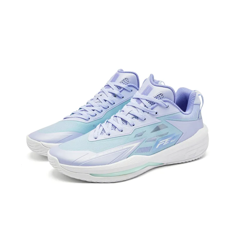 QIAODAN FETEAM Coverage Grip Lightweight Breathable Low Top Basketball Shoes Men's Yi Purple Light Green-4