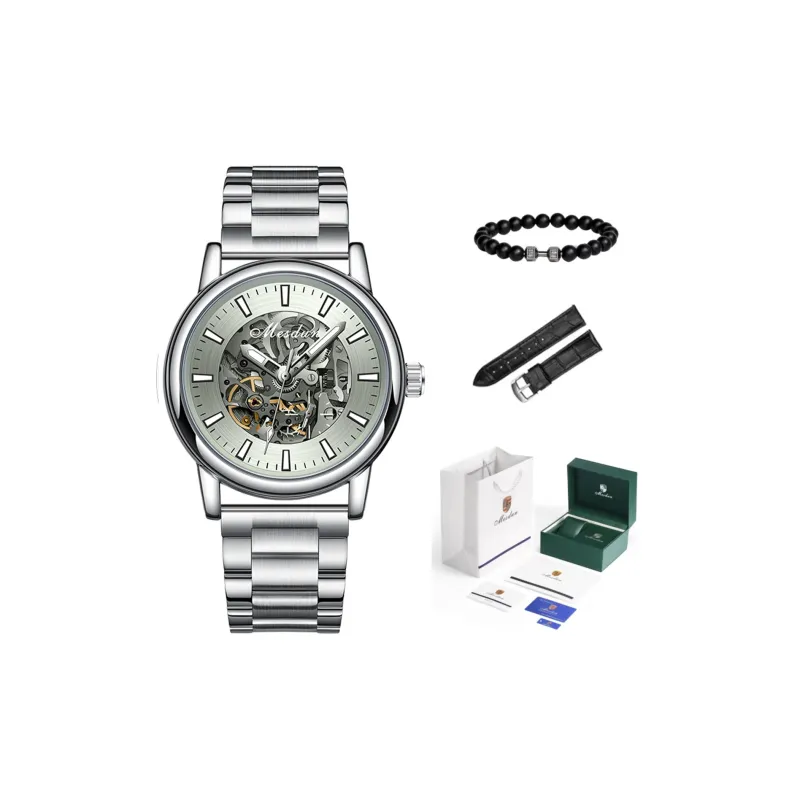 MESDUN Luxury Trendy Collection Automatic Mechanical Movement Metal Strap Watch Men's Watches Black Dial-26