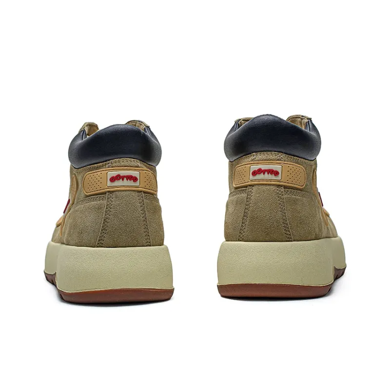 ESTEE GEEA Cushioning Anti-Slip And Wear-Resistant Coverage Height Increasing Mid-Top Casual Shoes Unisex Khaki-3