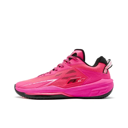 QIAODAN FETEAM Cushioned Slip-Resistant Abrasion-Resistant Low-Top Basketball Shoes Men's Neon Pink Black