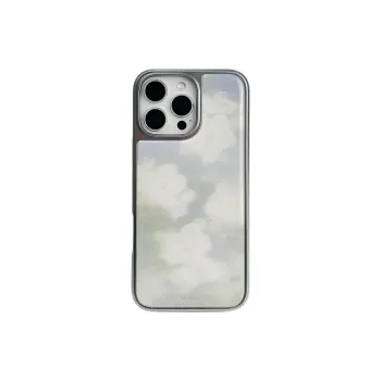 Sopi Acrylic Material Glue Drip Mist White Floral Phone Cases Compatible With IPhone 16/15 Pro Max/Apple 13/14 Pro/Max