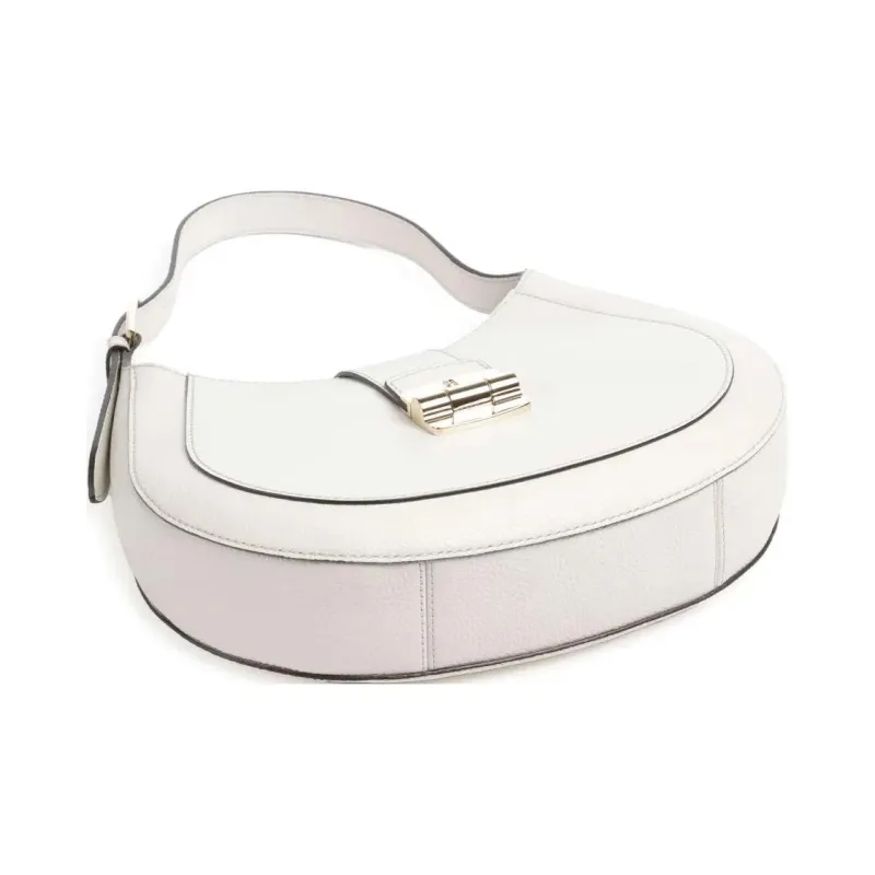 Furla Club 2 Grain Leather Crescent Bag, Shoulder Bag Medium Size Women's Ivory-2