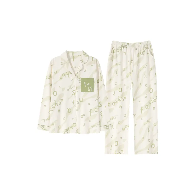 Cotton Gene Pajama Set Women's Ecru-0