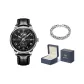 Black Leather Jet Black Dial[Comes with : Exclusive Box+Steel Bracelet]