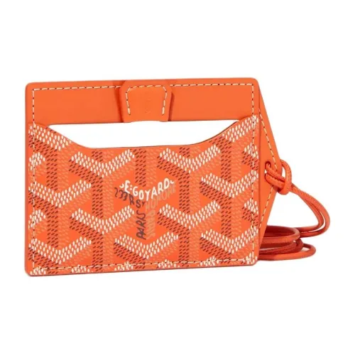 GOYARD Canvas With Calfskin Card Holder Unisex Orange
