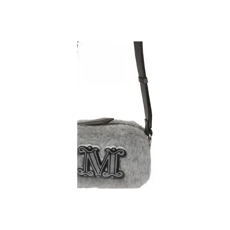 MaxMara Faux Fur Tote Bag Shopping Bag Crossbody Bag Shoulder Bag Women's Gray-3