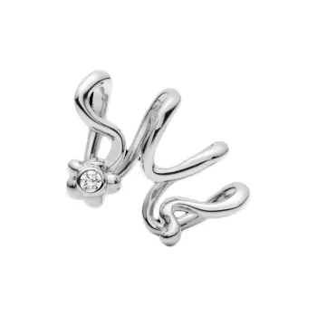 Maria Black Recycled Sterling Silver Rhodium-Plated With Zircon Clip-On Earrings Women's Silver