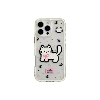 Sopi Acrylic Material Pixel Cats Phone Cases Compatible With IPhone 16/15 Pro Max/Apple 13/14 Pro/Max